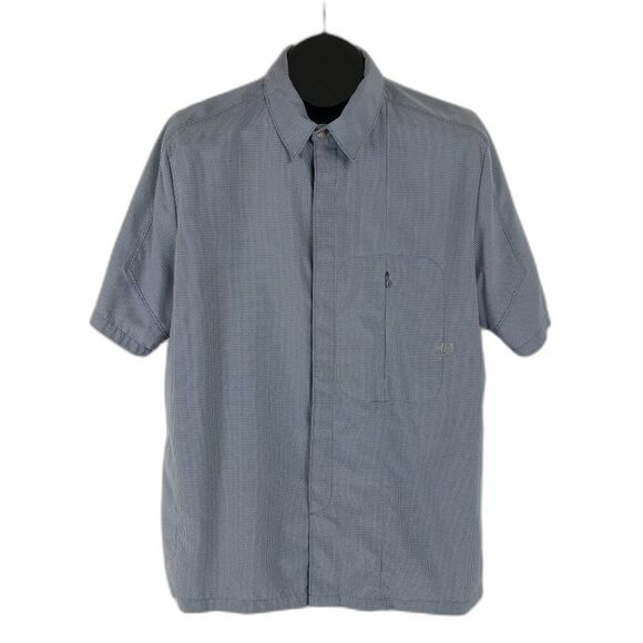 Helly Hansen Plaid Button Up Shirt Men's Medium Short Sleeve Pocket Outdoor - Picture 1 of 13